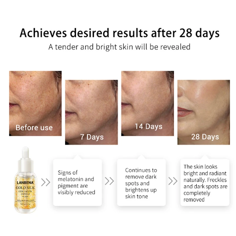 LANBENA Золотая шелковая ампула коллагена сыворотка удаляет меланин осветляет
