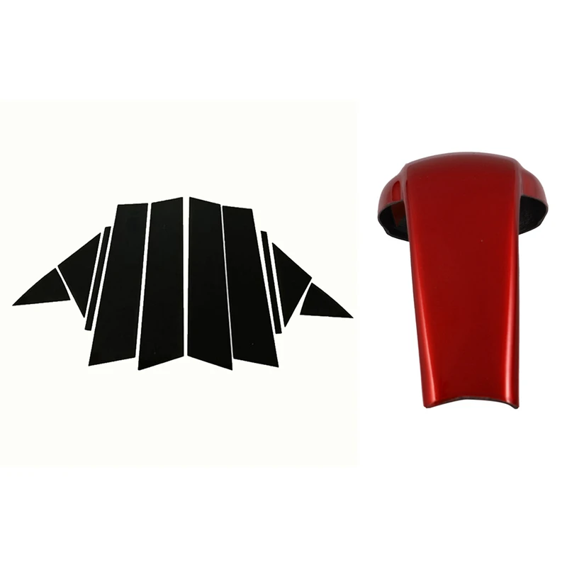 

1 шт. красный ABS салон автомобиля рукоятка для рычага переключения передач Накладка & 10 шт. окна автомобиля Столб отделкой Стикеры