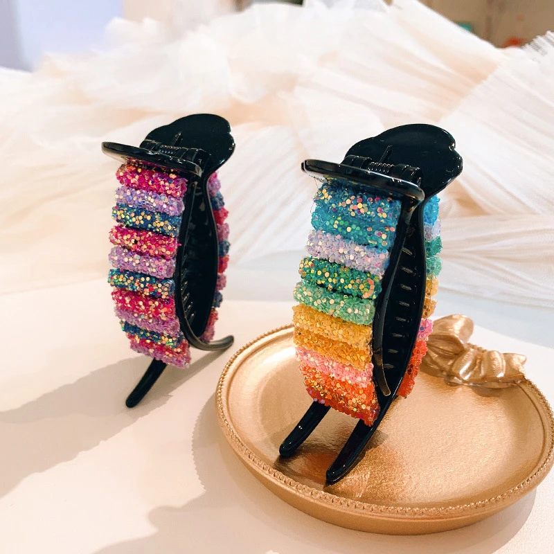 

New Colorful Rainbow Hair Claws For Women Girls Hair Holder Clip Sweet Headband Hair Style Make Hairpin Fashion Hair Accessories