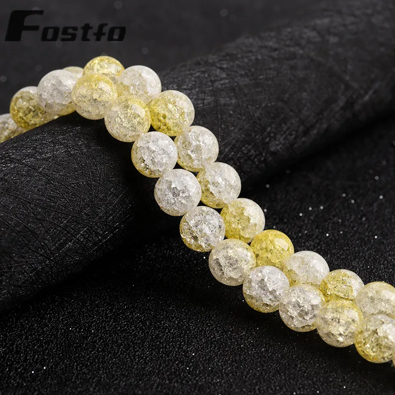 

Crystal Beads White Yellow Snow Cracked Natural Stone Loose Spacer Beads For Jewelry Making Round 6/8/10mm DIY Bracelet