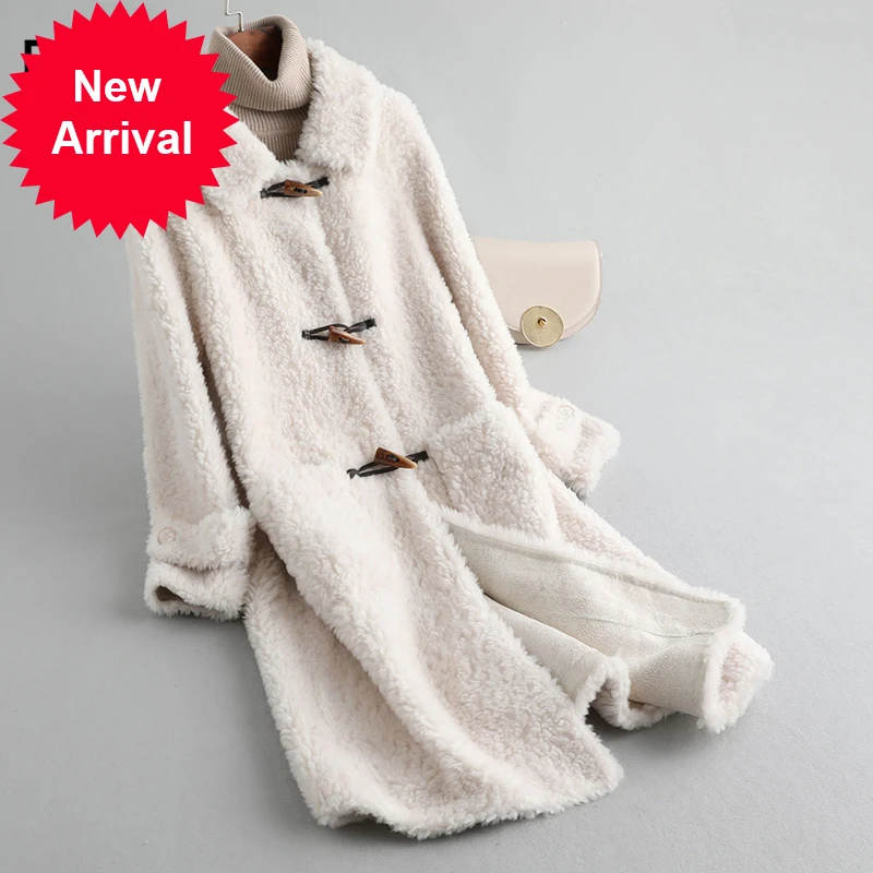 

Женское пальто из натуральной шерсти A19501, зимнее теплое пальто с воротником-пряжкой, парка большого размера