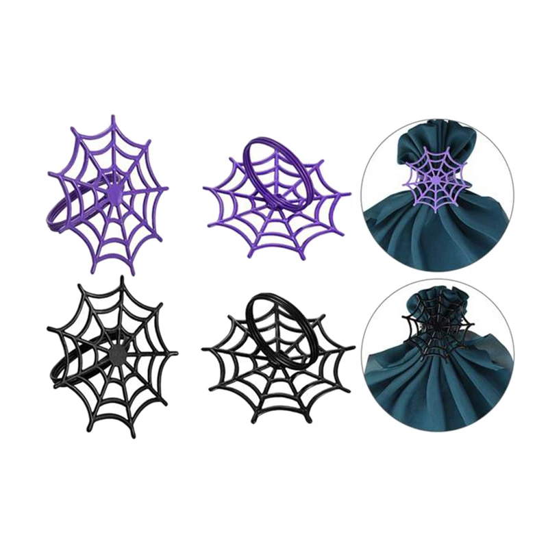 

10 Pieces Halloween Spider Web Napkin Rings Set,for Halloween Costume Theme Party Supplies,Accessories,Table Decorations
