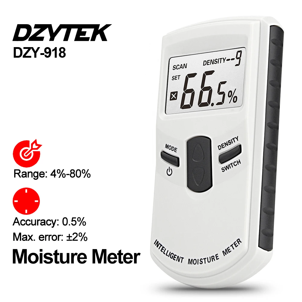 

DZYTEK Digital Wood Moisture Meter Pinless Timber Moisture Meter Inductive Intelligent Lumber Hygrometer Humidity 4%-80% Damp