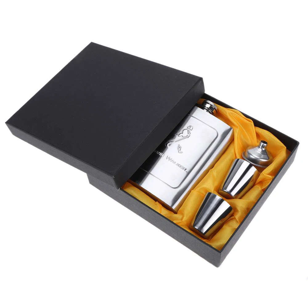 

7oz Stainless steel Hip Flask for Alcohol Wine Mug Wisky Bottle With Box Gift Set for Men Drinkware Wedding Christmas Gifts