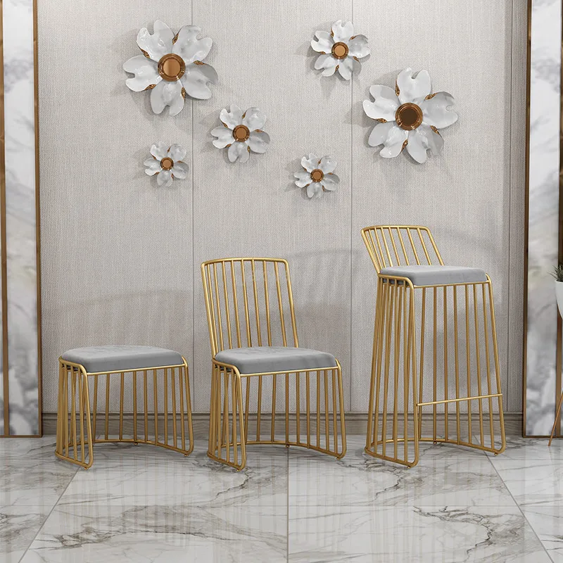 Nordic Leisure Stool Bar Stool Modern Minimalist Dining Chair Backrest Chairs Bar Chair Golden High Stool Dressing Table Chair nordic simple bar chair tieyi golden household dining chair high stand coffee leisure chair backrest