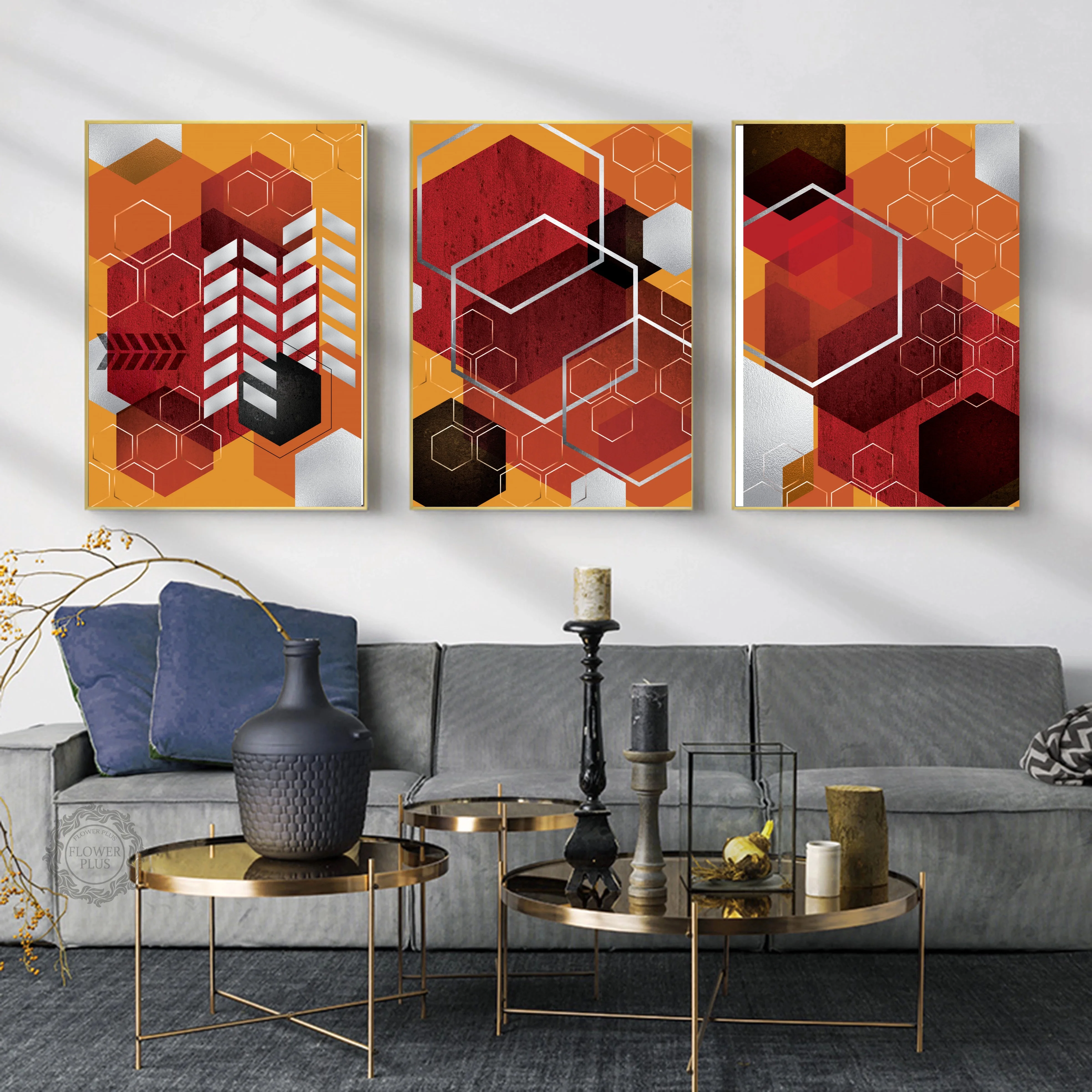 Абстрактный геометрический красный роскошный Бохо абстрактный