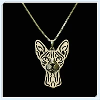 g sky sphynx cat necklace handmade carved hollow accessory jewelry golden colors plated fast delivery