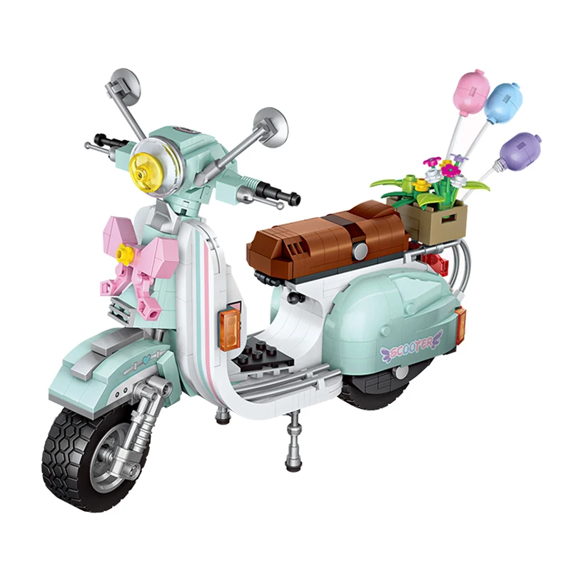 673 шт. мини овечка мотоцикл строительные блоки креативный сбор скутер Модель