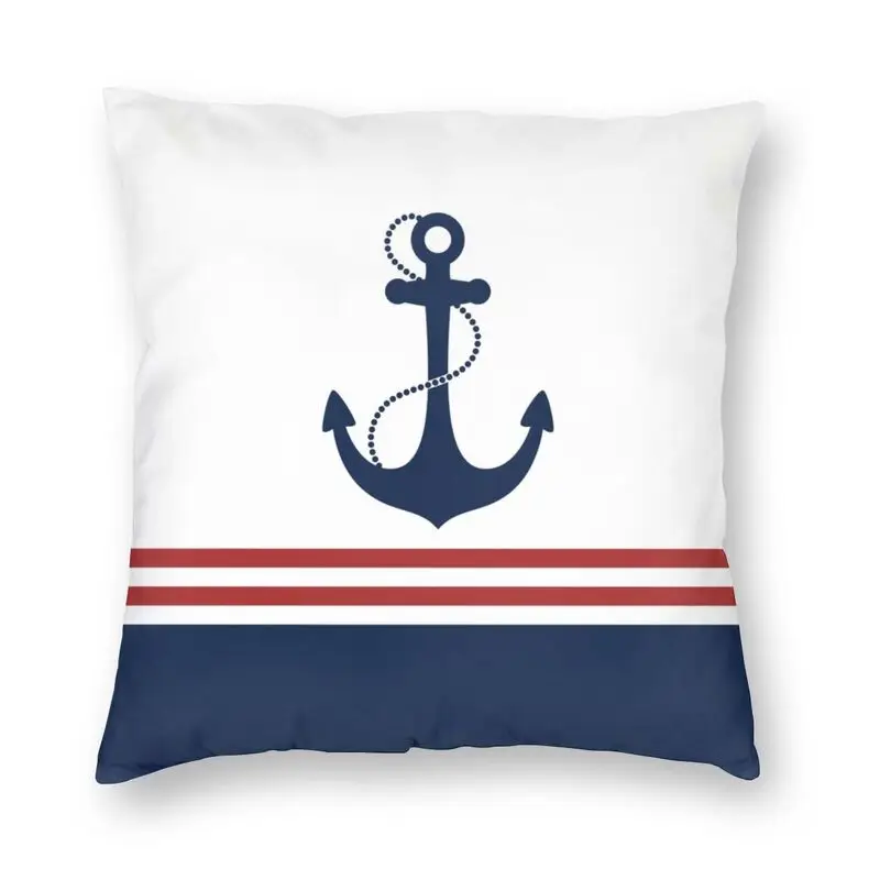 

Морской темно-синий якорь с полосками, квадратная наволочка, домашние декоративные морские матросские подушки, декоративная подушка для ав...