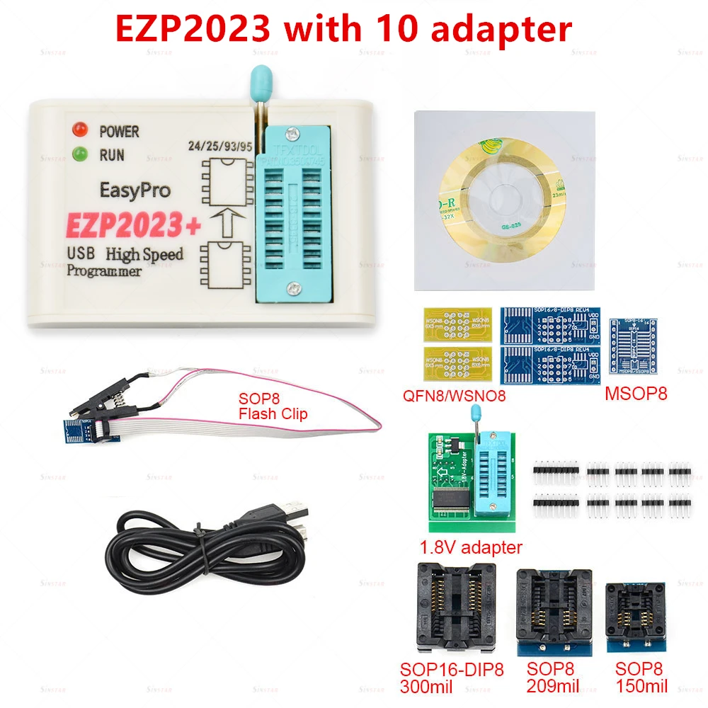 

Origina EZP2023 USB SPI Programmer with 10 Adapter Support 24 25 93 95 EEPROM Flash Bios Minipro Faster than EZP2019