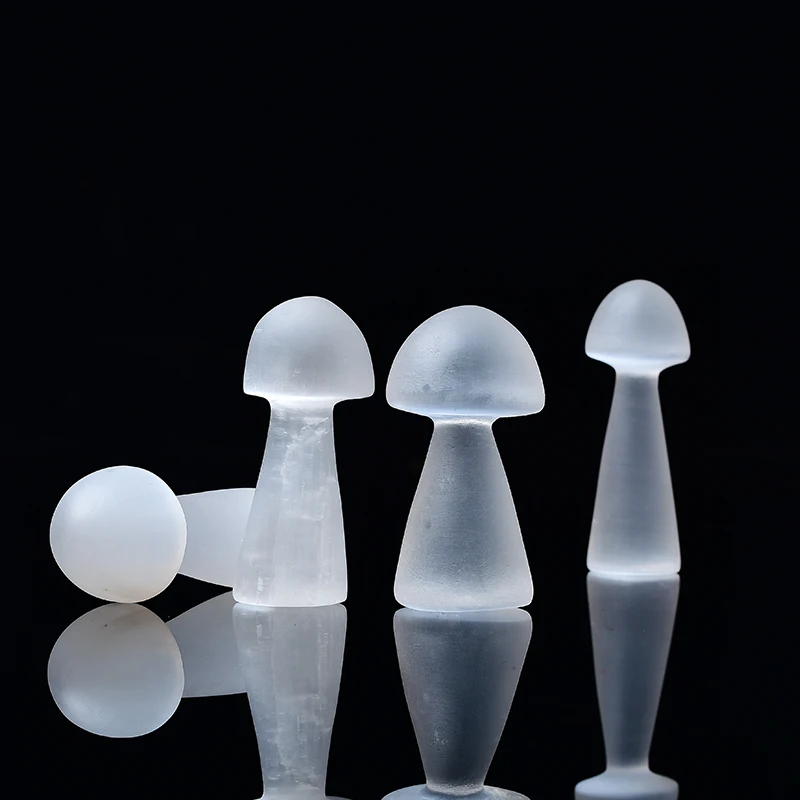 Натуральный белый селен маленький гриб Ручной Работы Хрустальный резьбовой
