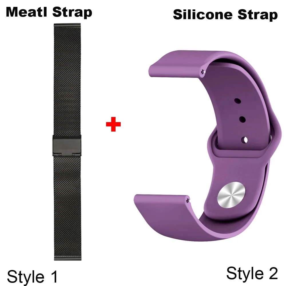 Black-Purple 22 мм браслет ремешок для Xiaomi Huami Amazfit GTR 47 мм Pace Stratos 2 часы ремешок для samsung gear S3 Galaxy 46 мм Correa браслет - Цвет: Black-Purple