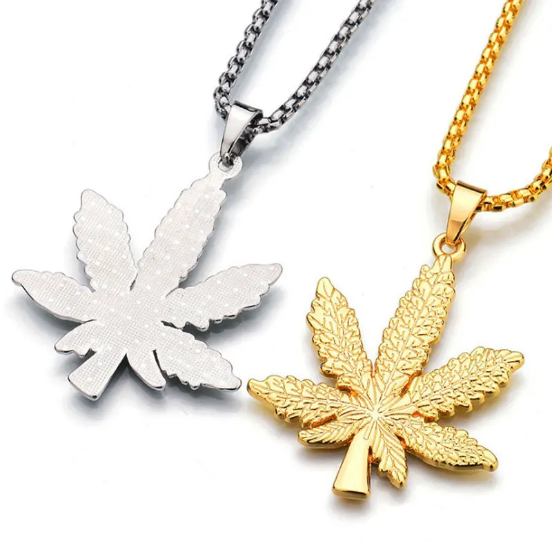 В стиле хип-хоп золотого и серебряного ожерелье кленовый лист властная для