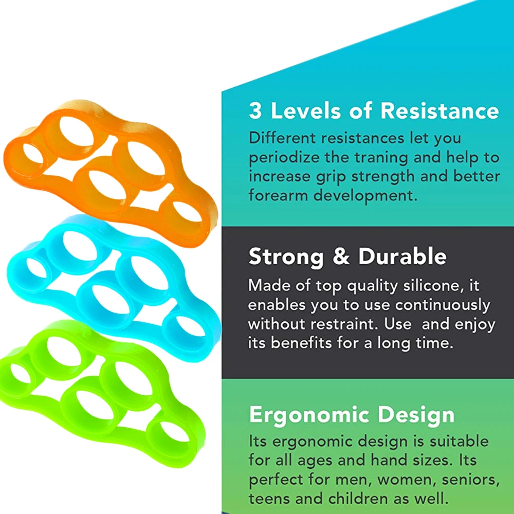 3 шт. Силиконовый растягиватель для пальцев рук и запястья с сопротивлением для тренировки силы и растяжки.