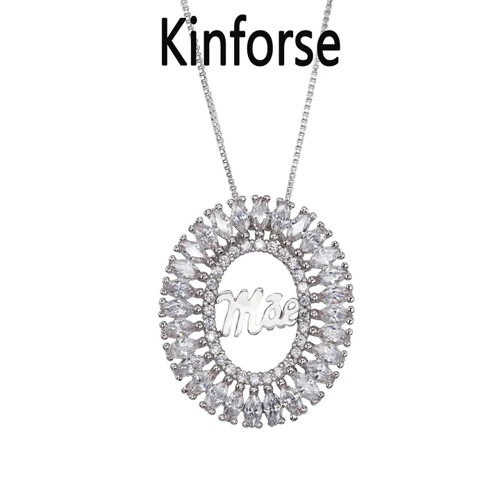 Ожерелье с кулоном Kinforse из Кубического циркония Mae, 3 шт./лот, ожерелье из меди с золотым/белым покрытием для женщин, модное ювелирное изделие, PWX006