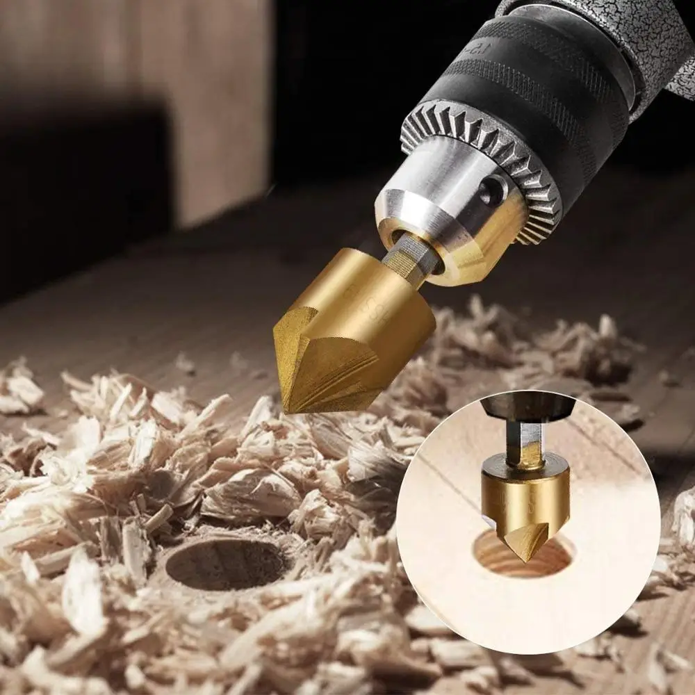 

23-Pack Woodworking Chamfer Drilling Tool 90 Degree Countersink Wood Plug cutter and Automatic Woodworking Tool