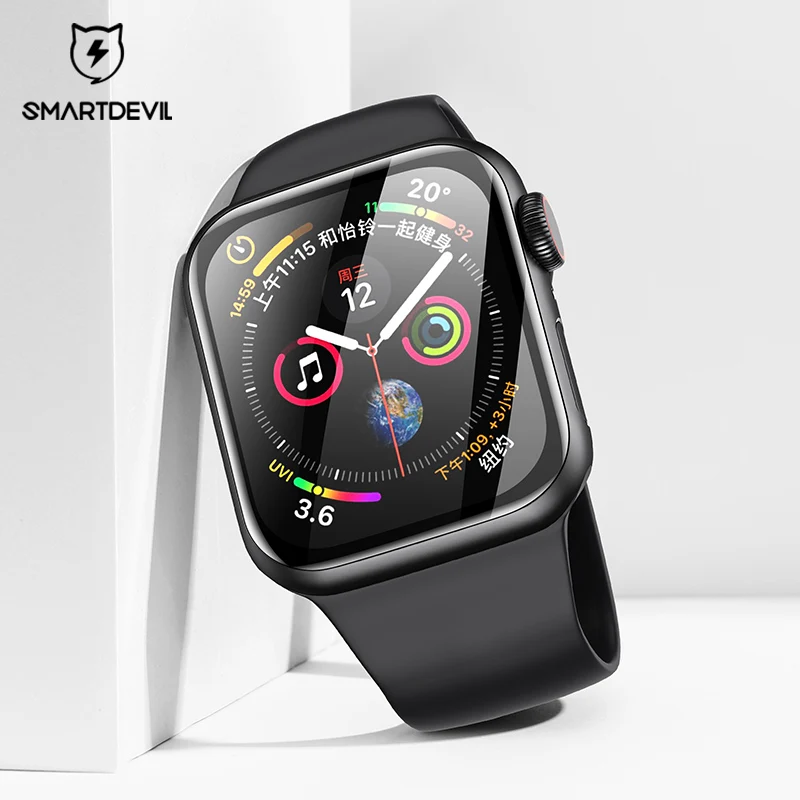 Защитное стекло SmartDevil закаленное с полным покрытием для apple watch 2 3 5 40 44 мм