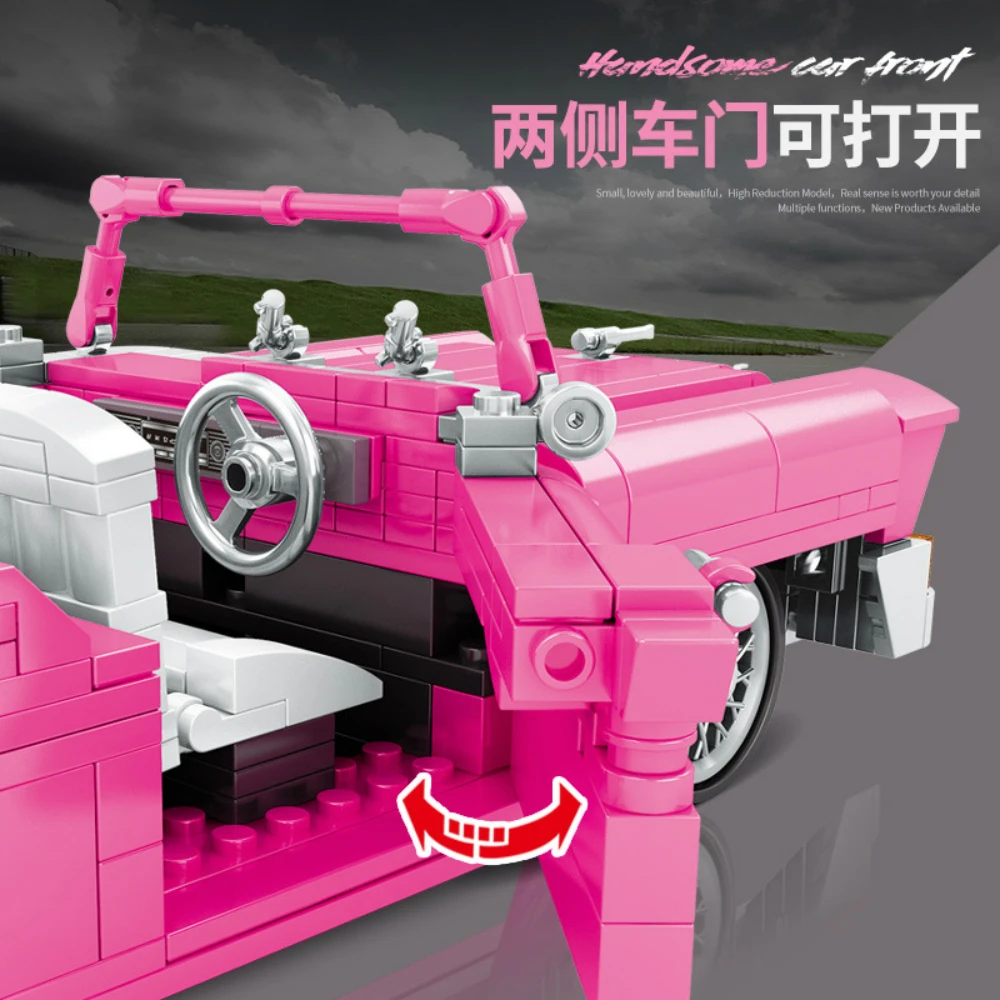

Expert Creator High-tech Series City pink retro SUV RSR Racing Building Blocks Bricks Moc Model Modular Kits Sets Gift Toys