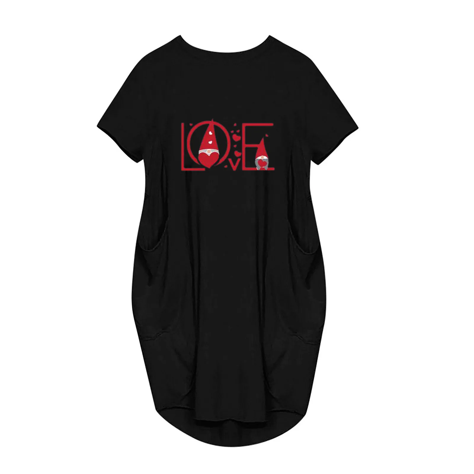 

top selling product Women's Summer Fashion Love Print Casual Short Sleeve Pocket Round Neck Dress Support Wholesale Dropshipping