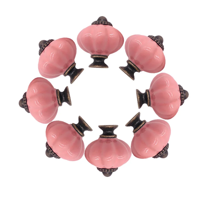 8x современные ручки для мебели Розовая Тыква керамические дверные ручки шкафа для мебели ящик Кухонный Шкаф Тянет