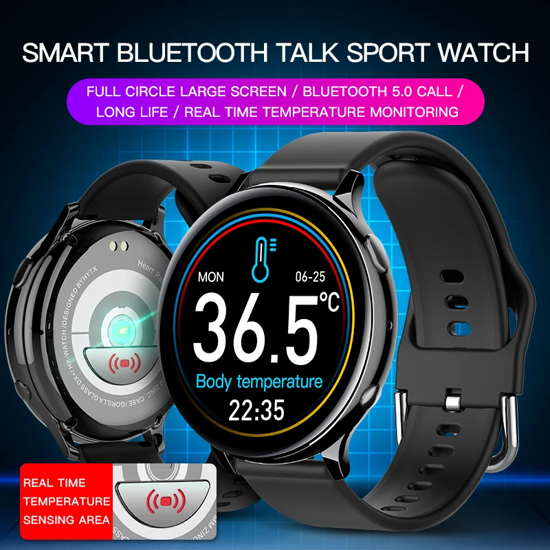 Смарт-часы ZQH с Bluetooth умные часы полным экраном монитор температуры тела