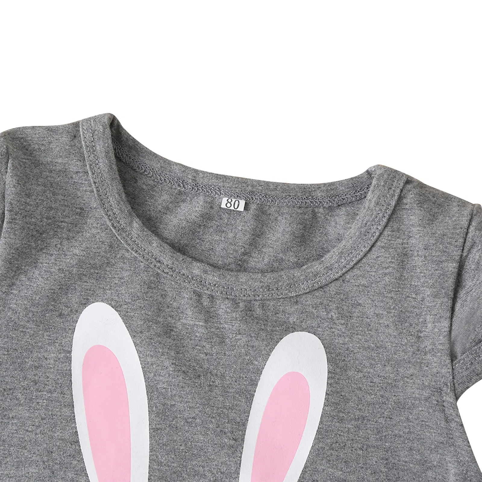 

Infant Kids Baby Girl Easter Clothes Short-sleeved and Trousers Suit Cartoon Rabbit Printed T-shirt and Elastic Long Pants 1-4T