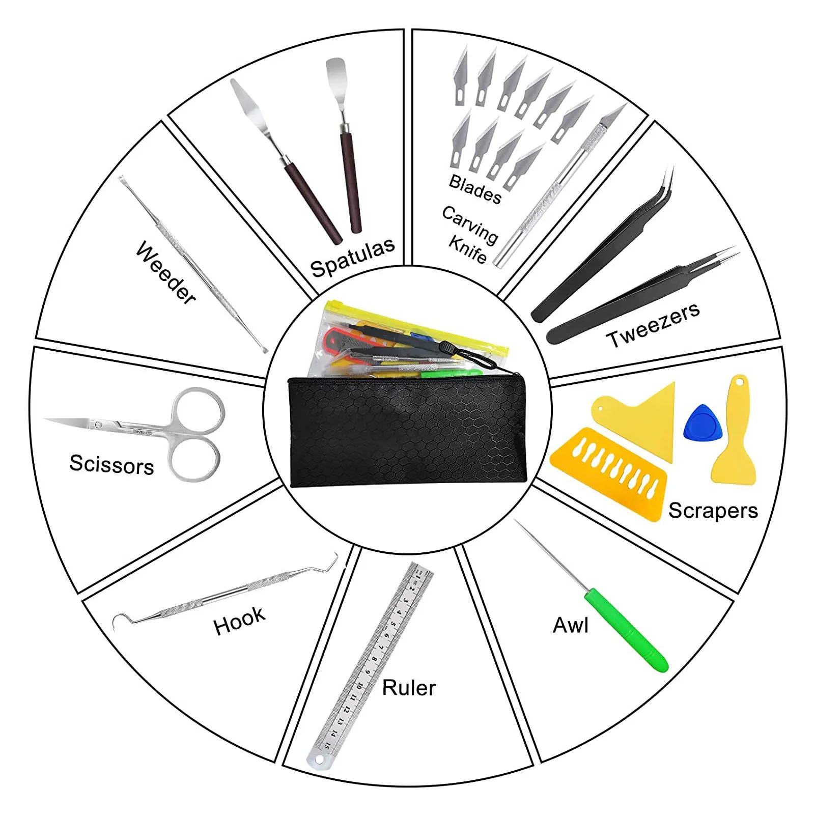 

18PCS Dried Flower Craft Vinyl Tools Kit For Weeding Vinyl Hand Sewing Stitching Punch Carving Work Set Accessories DIY Tool