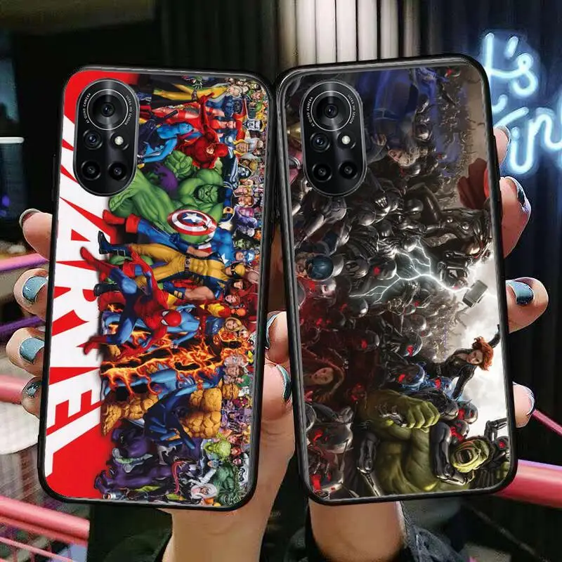 

Marvel Comics Heroes Clear Phone Case For Huawei Honor 20 10 9 8A 7 5T X Pro Lite 5G Black Etui Coque Hoesjes Comic Fash desig