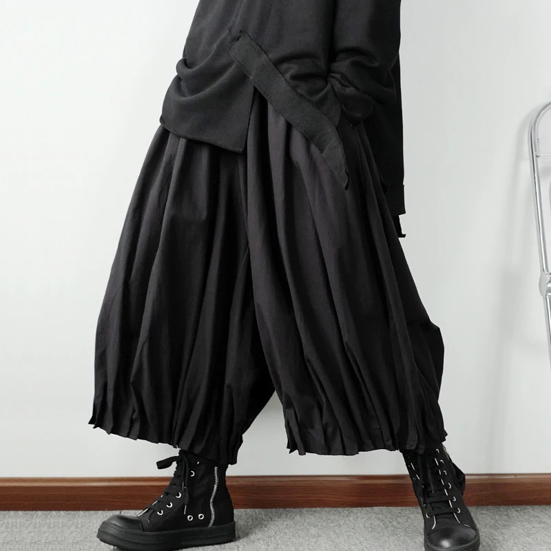 Men's Wide-Leg Pants Spring/Summer New Personality 100 Pleated Yamamoto Style Fashion Casual Super Loose Oversized Pants