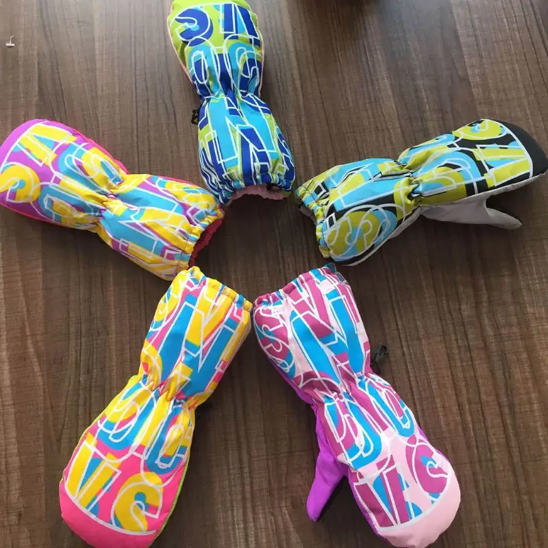 New Children Ski Glove Letter Printing Long Cold Waterproof Windproof Gloves Waterproof windproof Children gloves