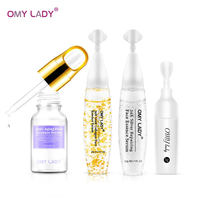 OMY LADY коллагеновый крем для глаз+ шесть пептидов+ 24K золото+ серебро Сыворотка для ухода за кожей лица сужает поры деликатный отбеливает осветляет Антивозрастной