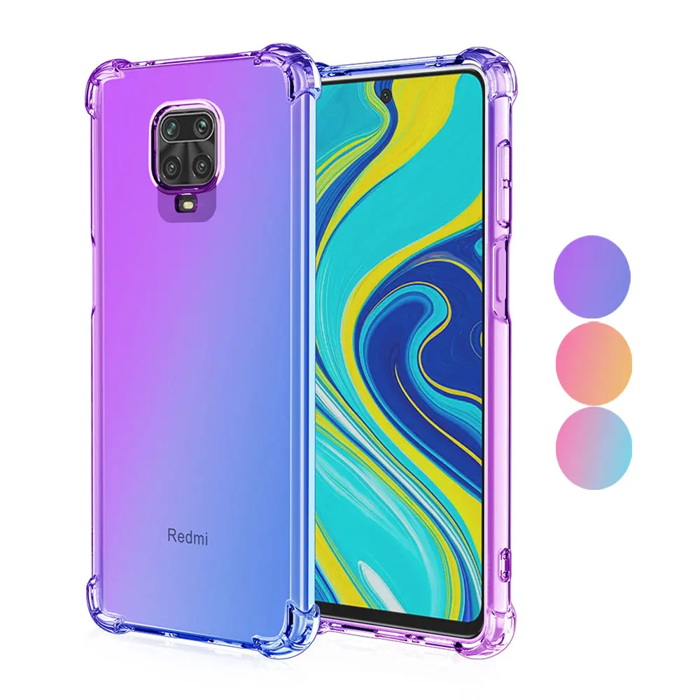 Redmi Note 9s 9 Pro чехол Люкс градиентными цветами прозрачный противоударный защитный