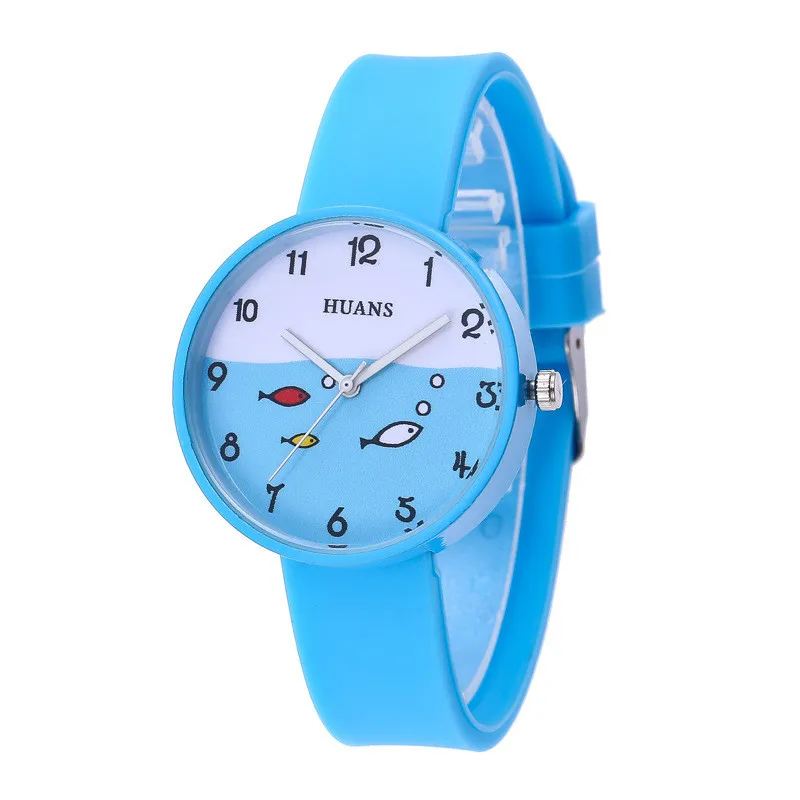 Часы Силиконовые карамельные для девочек и мальчиков, модные детские кварцевые наручные, с рисунком рыбы, подарок для малышей от AliExpress WW