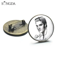 songda hot rock music singer superstar nostalgic badges retro the king of singer glass photo cabochon round brooch pins gifts