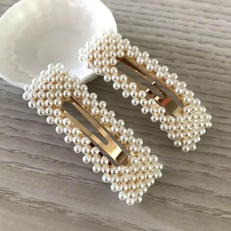FJ005-2pair TODOX Новая Большая заколка для волос, имитация жемчуга, декоративное моделирование, BB зажим для девушек, женские подарки, свадебные заколки для волос, палочки для красоты - Окраска металла: FJ005-2pair