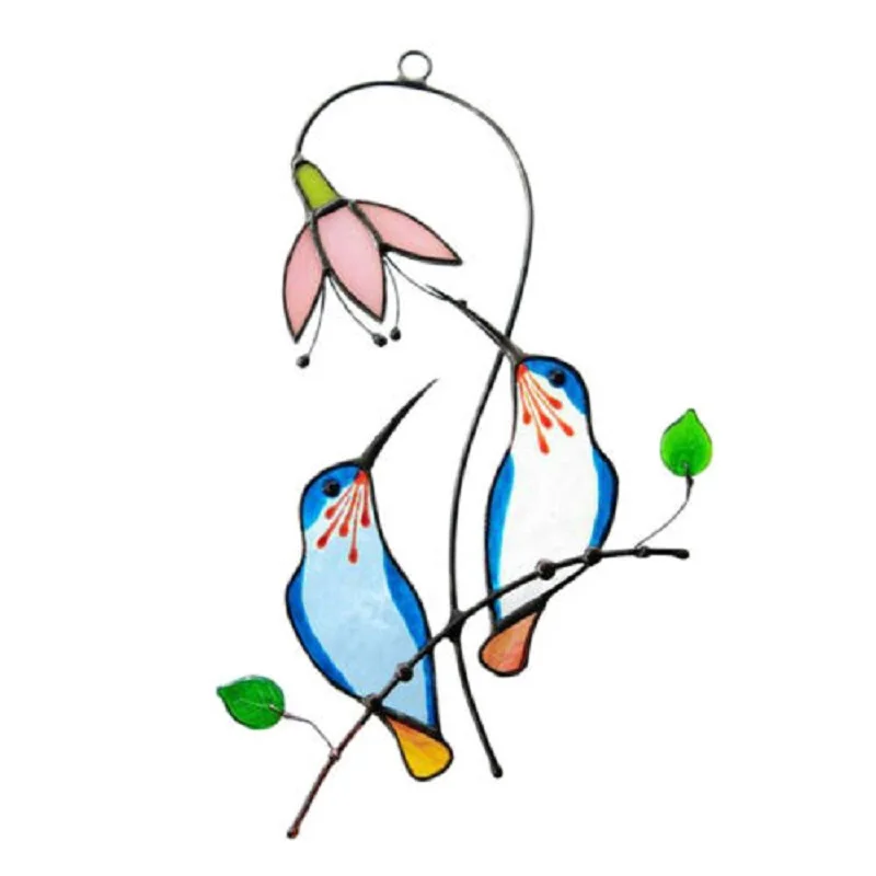 

Bird Hummingbird Windows Metal Set Light Decoration Stained Pastoral Birds Windows Hangings Decoration