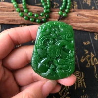 natural green hand carved dragon and phoenix jade pendant fashion boutique jewelry couple necklace gift accessories