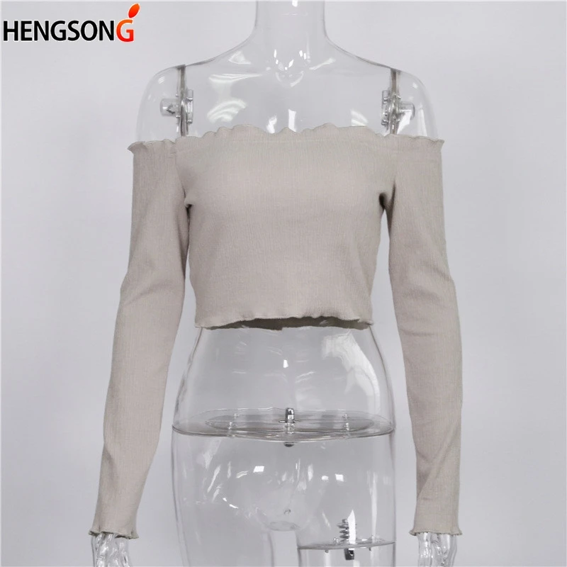 

2021 Autumn New Women's Slash Neck Long-Sleeved Solid Sweaters