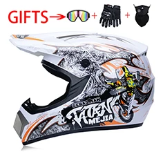 3 Gifts Racing Off-road Motorcycle Helmet DOT Casco Moto Motocross Dirt Bike Full Face Helmet Moto Vintage Casco Motocross enlarge
