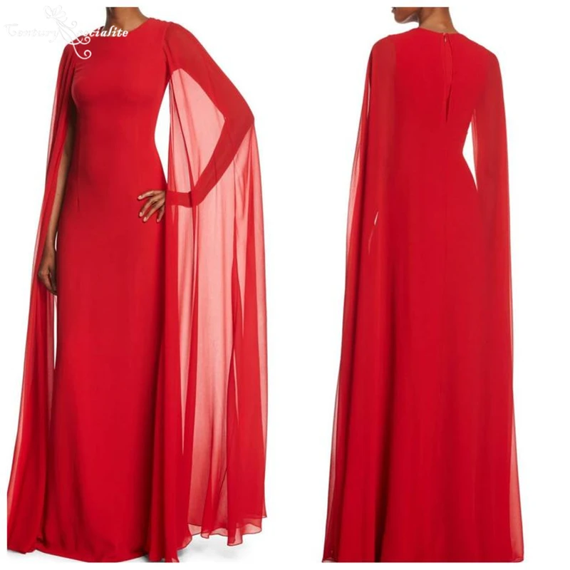 

Muslim Red Prom Dresses Long 2021 O-Neck Floor Length Sheath Formal Evening Dress Reception Gowns Vestido De Fiesta