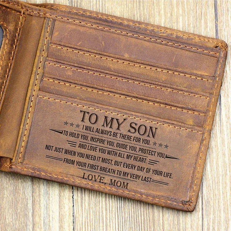 "TO MY Son"-Custom Leather Wallet,Engraved Minimalist Gifts for men on Birthday,Graduation,Christmas Day Drop Shipping - Цвет: WCR2