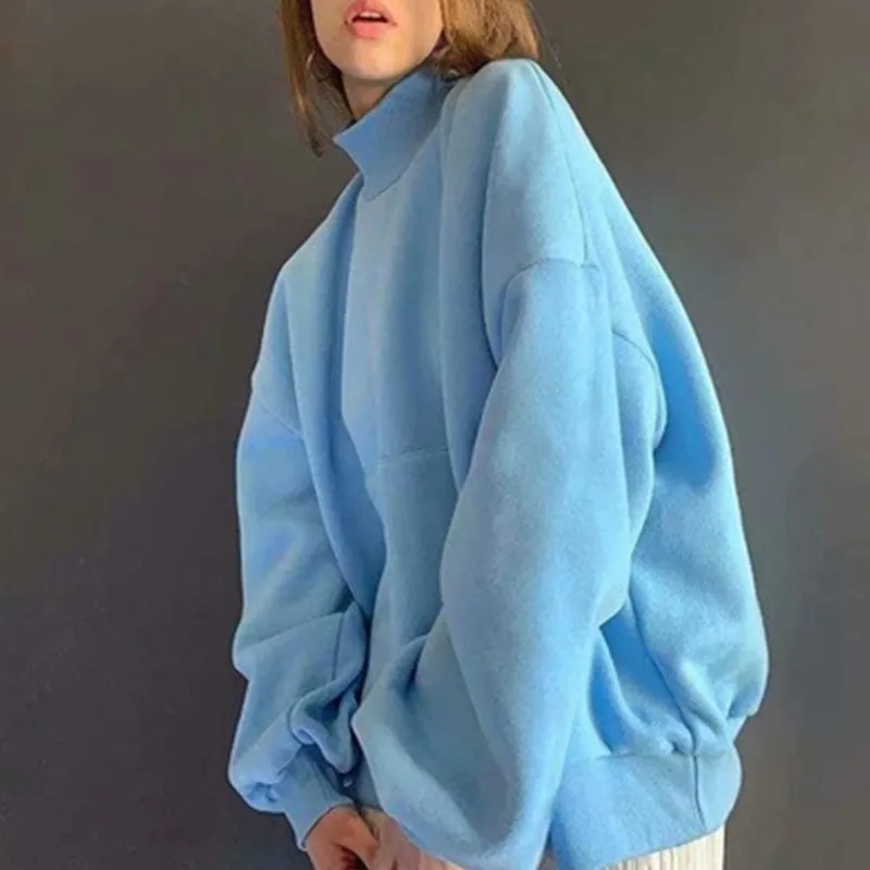 

Женский свободный пуловер с круглым вырезом и длинным рукавом