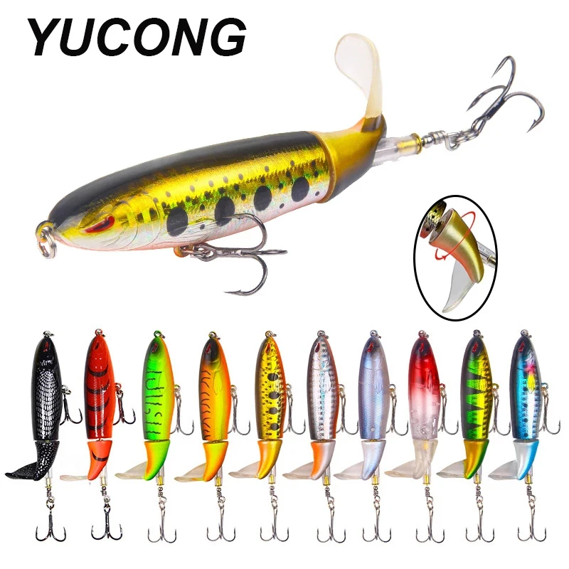 

YUCONG 1PCS Topwater Fishing Lure 13g-35g Whopper Popper Artificial Hard Bait Plopper Soft Rotating Tail Pencil Pesca Isca