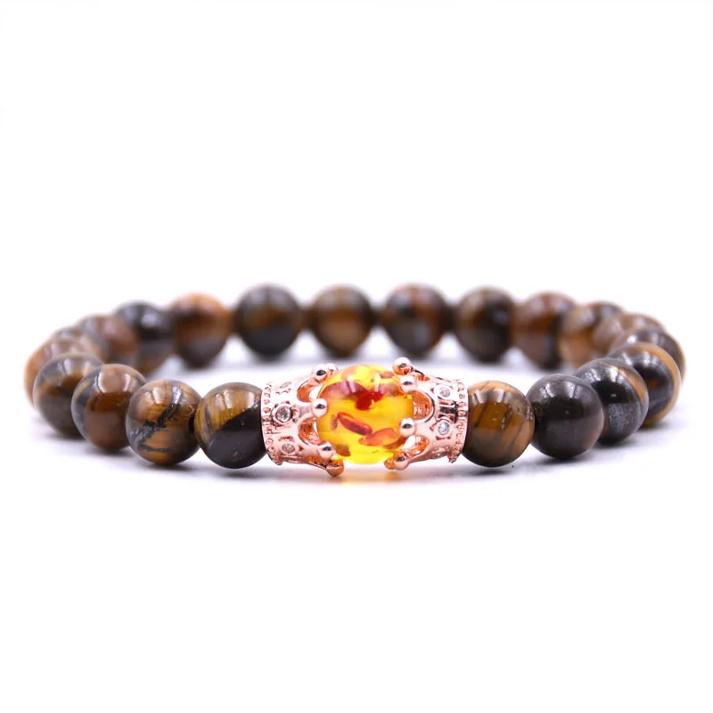 Для мужчин Корона из розового золота браслет натуральный красная сосна прядь