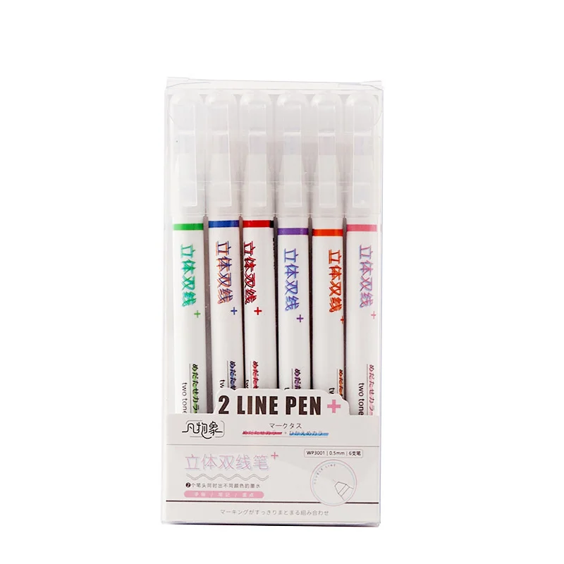 

Double Line Highlighter Pens 3d Fluorescent Marker Colored Lettering Pen 0.5mm Needle Tip Gel Pens Pigment Liner Pen For Text