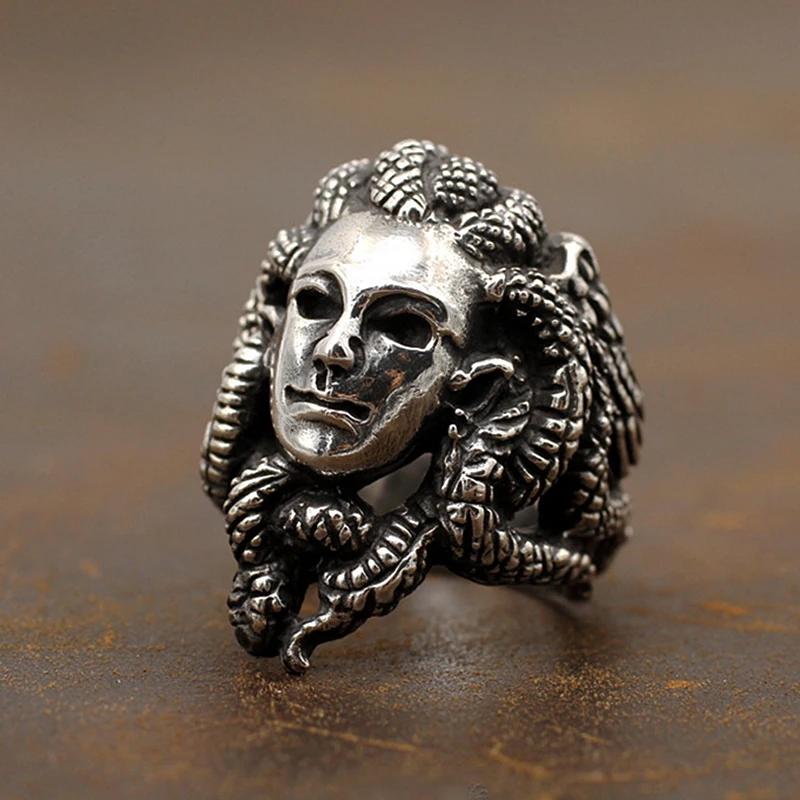 Винтаж греческой кольцо с Медузой-Горгоной ужас ядовитая змея волос Gorgon