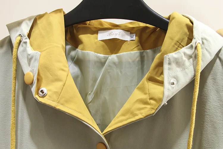 Тренч с капюшоном для женщин Весна Осень размера плюс Повседневная модная