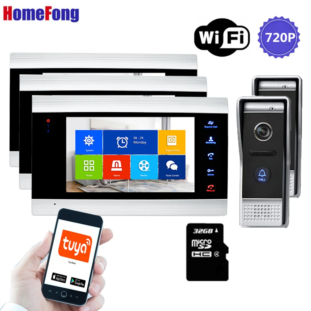 Умный IP видеодомофон homefong с широким углом обзора 720P Wi Fi дверной звонок система 3