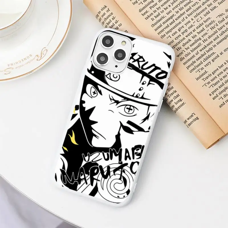 

Japan Naruto Cute Sasuke Phone Case Candy Color White for iPhone 11 pro XS MAX 8 7 6 6S Plus X 5S SE 2020 XR