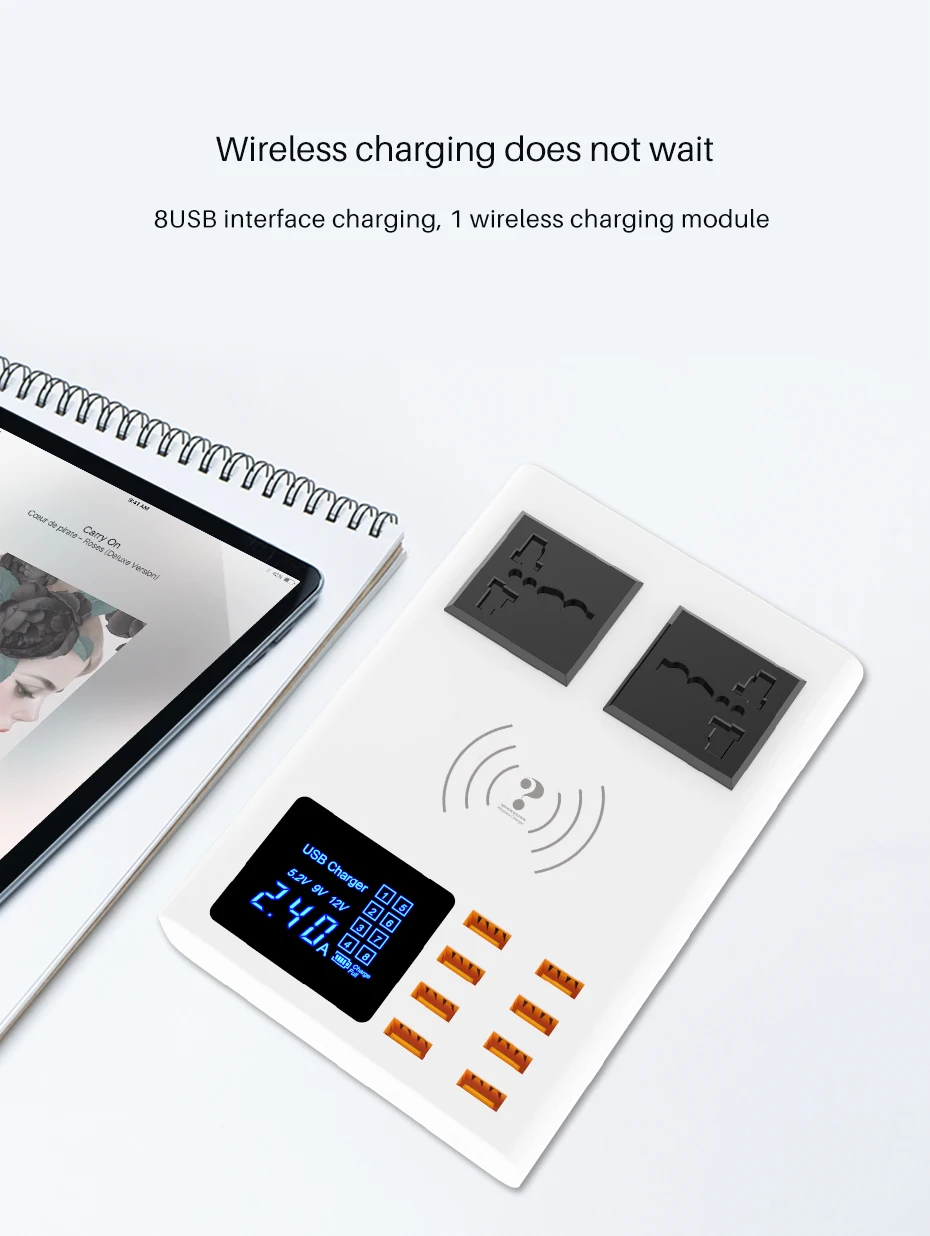Новая мода AC Розетка 40 Вт быстрое зарядное устройство для ipad iphone huawei Xiaomi samsung LG адаптер питания смарт универсальное беспроводное зарядное устройство